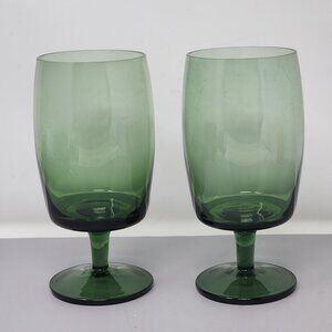 Vintage Emerald Green‎ Gorham Crystal Goblets Set Of 2